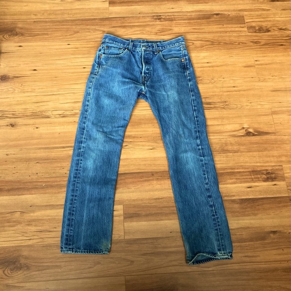 Original Blue Denim Levi’s 501 Button Fly Jeans 29x30 - Picture 1 of 9